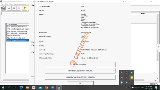 Computer screen displaying a software interface with text and options