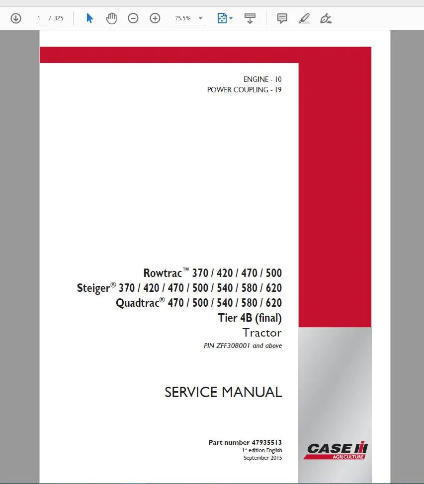 Case IH Agricultural 2019 Full Service Manual - Diezeltuner Shop