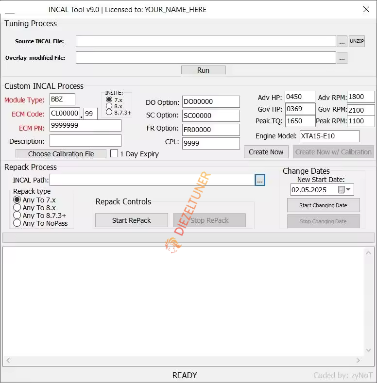 Commins incal Tool v9.0 - last update
