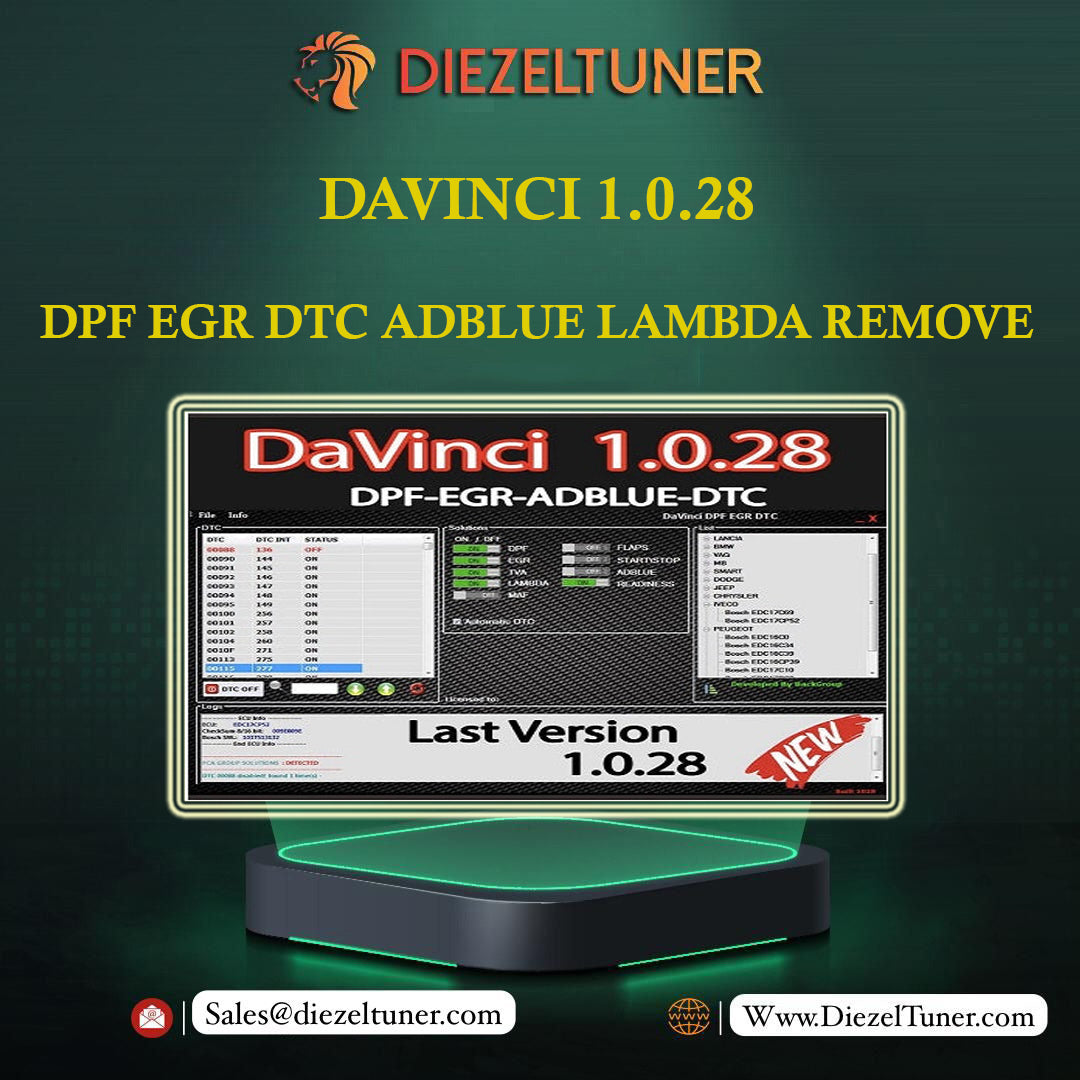 DAVINCI 1.0.28 DPF EGR DTC ADBLUE LAMBDA REMOVE