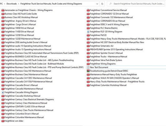 Freightliner Truck Service Manuals, Fault Codes And Wiring Diagrams