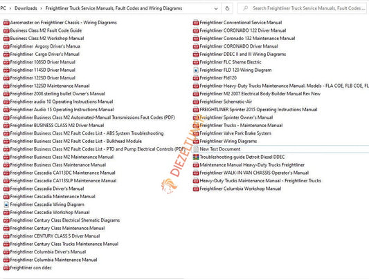 Freightliner Trucks Service Manuals, Fault Codes & Wiring Diagrams – PDF