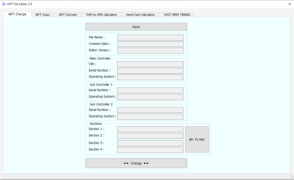 Software interface for NFT file editing with various input fields and buttons.