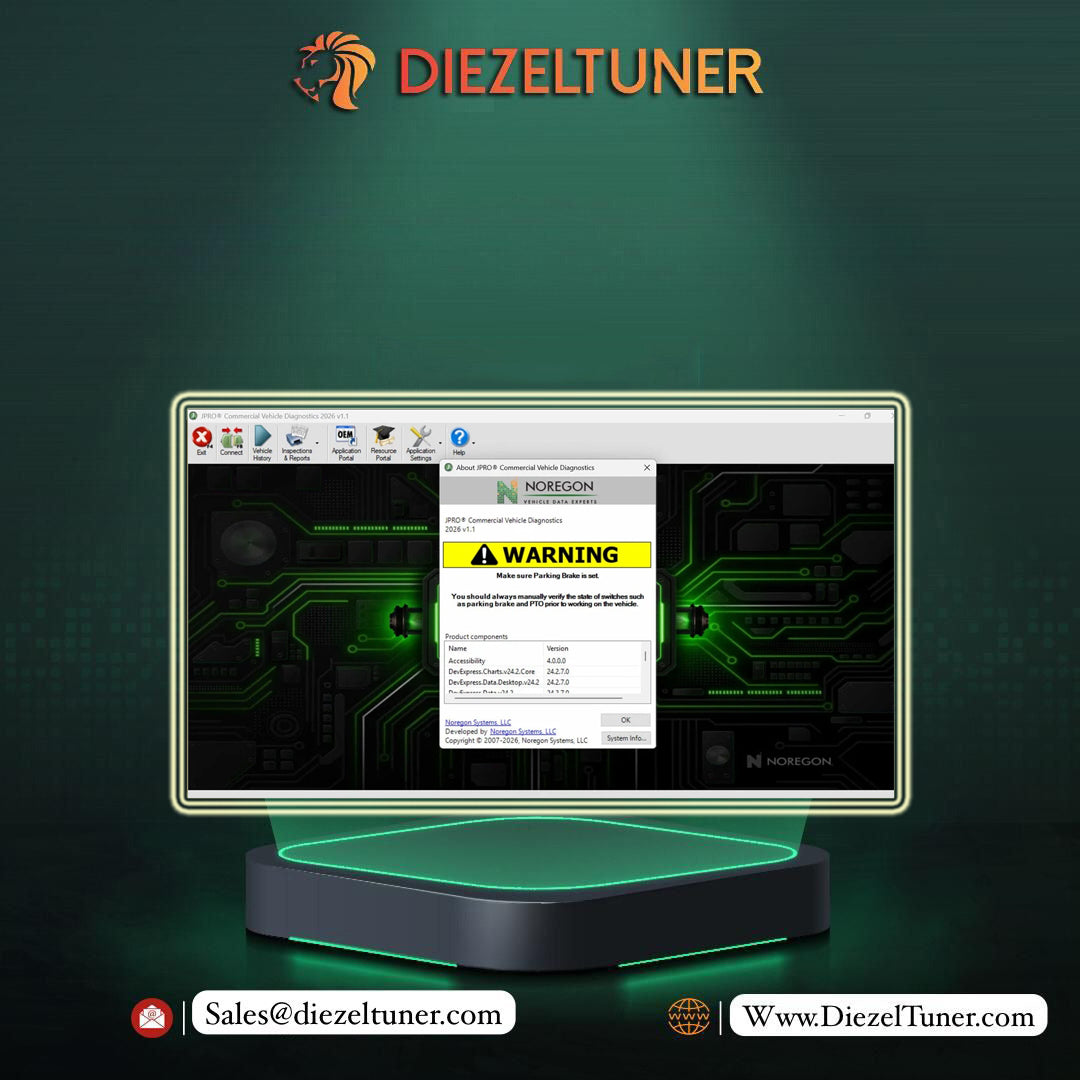 Computer screen displaying software interface with 'Diezeltuner' branding on a dark green background.