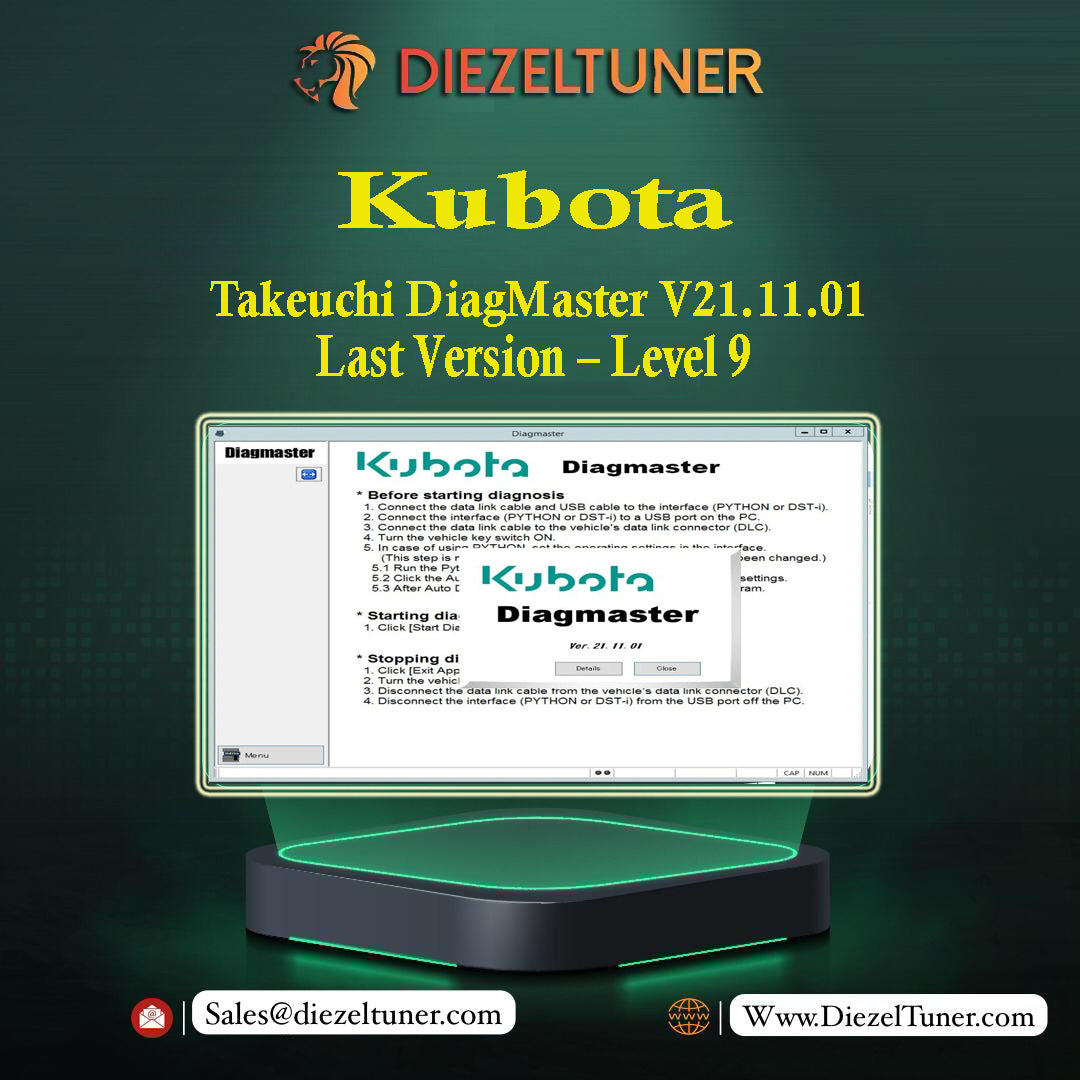 Kubota / Takeuchi DiagMaster V21.11.01 Last Version – Level 9 + Unlock KG