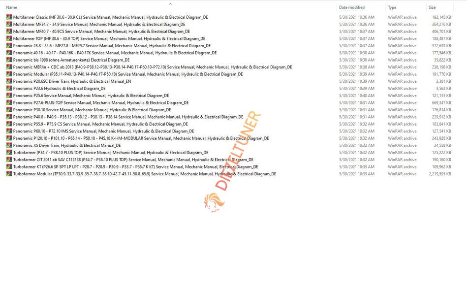 MERLO Machine Telehandlers PDF De_German Service Part Manual, Hydraulic & Electrical Diagram DVD