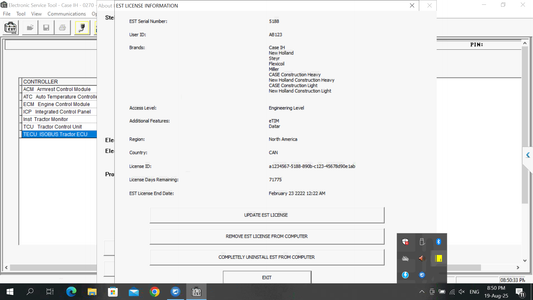 Computer screen displaying a software interface with text and options