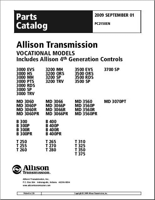 Allison Transmission Parts Catalog - Diezeltuner Shop 