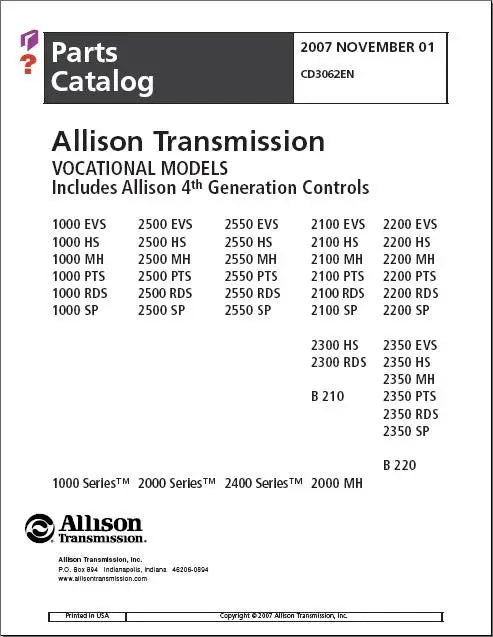 Allison Transmission Parts Catalog - Diezeltuner Shop 