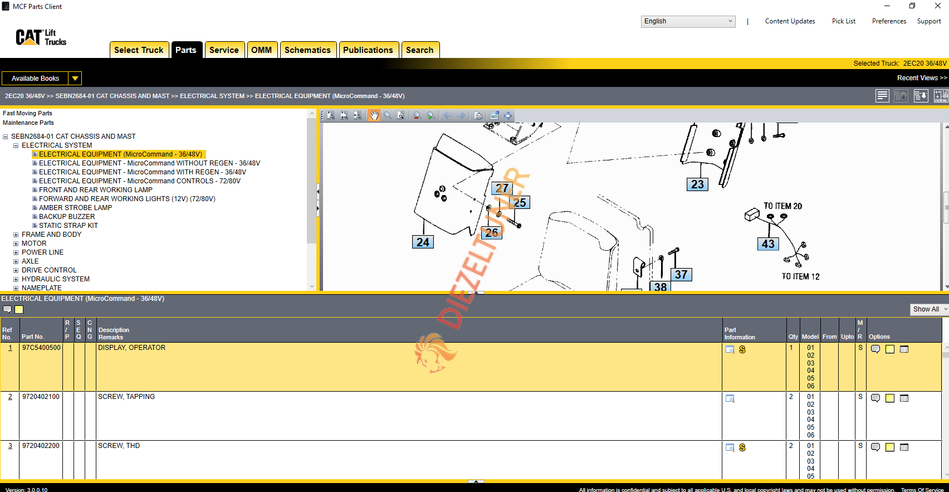Caterpillar MCFE-Europe Forklift Truck Parts Catalog 2024
