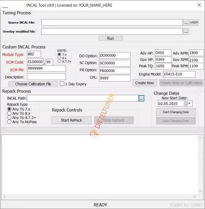 Commins incal Tool v9.0 - last update 