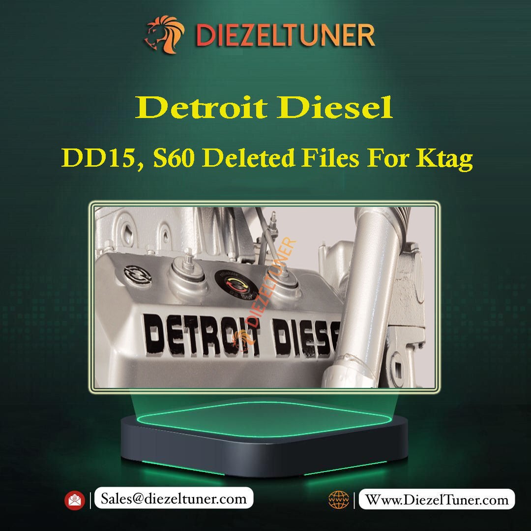 Product image featuring the Detroit Diesel logo with a background suggesting it's related to vehicle emissions or tuning, including a partial view of a diesel engine.