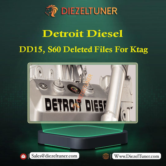 Product image featuring the Detroit Diesel logo with a background suggesting it's related to vehicle emissions or tuning, including a partial view of a diesel engine.