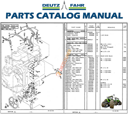 Deutz Fahr parts catalog manual with technical diagram and parts list.