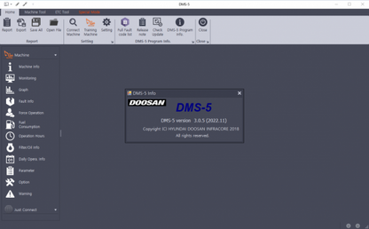 DOOSAN DMS-5 software interface on a computer screen