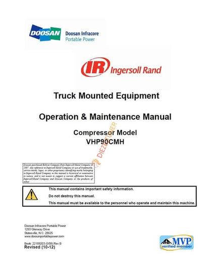 Doosan / Ingersoll Rand Operation Maintenance Manual PDF 2019 – 9.41 GB