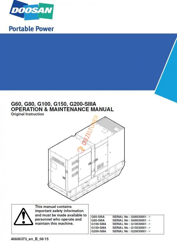 Doosan / Ingersoll Rand Operation Maintenance Manual PDF 2019 – 9.41 GB