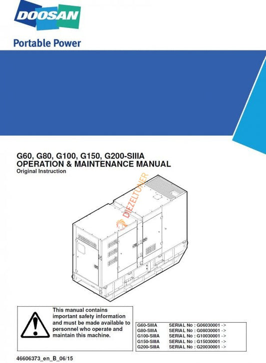Doosan / Ingersoll Rand Operation Maintenance Manual PDF 2019 – 9.41 GB
