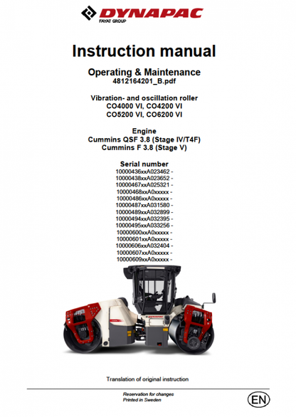 Dynapac Operation & Maintenance Manual PDF