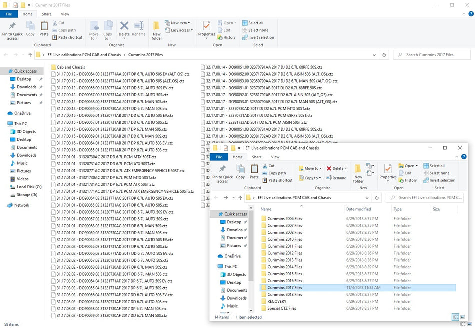 EFILive Commins (06-18) calibrations PCM CAB and Chassis Files 