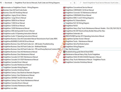Freightliner Trucks Service Manuals, Fault Codes & Wiring Diagrams – PDF