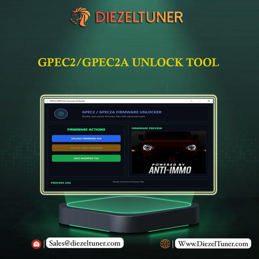 GPEC2/GPEC2A unlock tool with Diezeltuner branding on a dark background