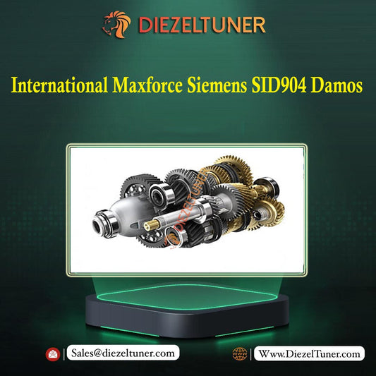 Product image featuring the International Maxforce Siemens SID904 Damos engine part, displayed on a screen with the DIEZELTUNER logo.
