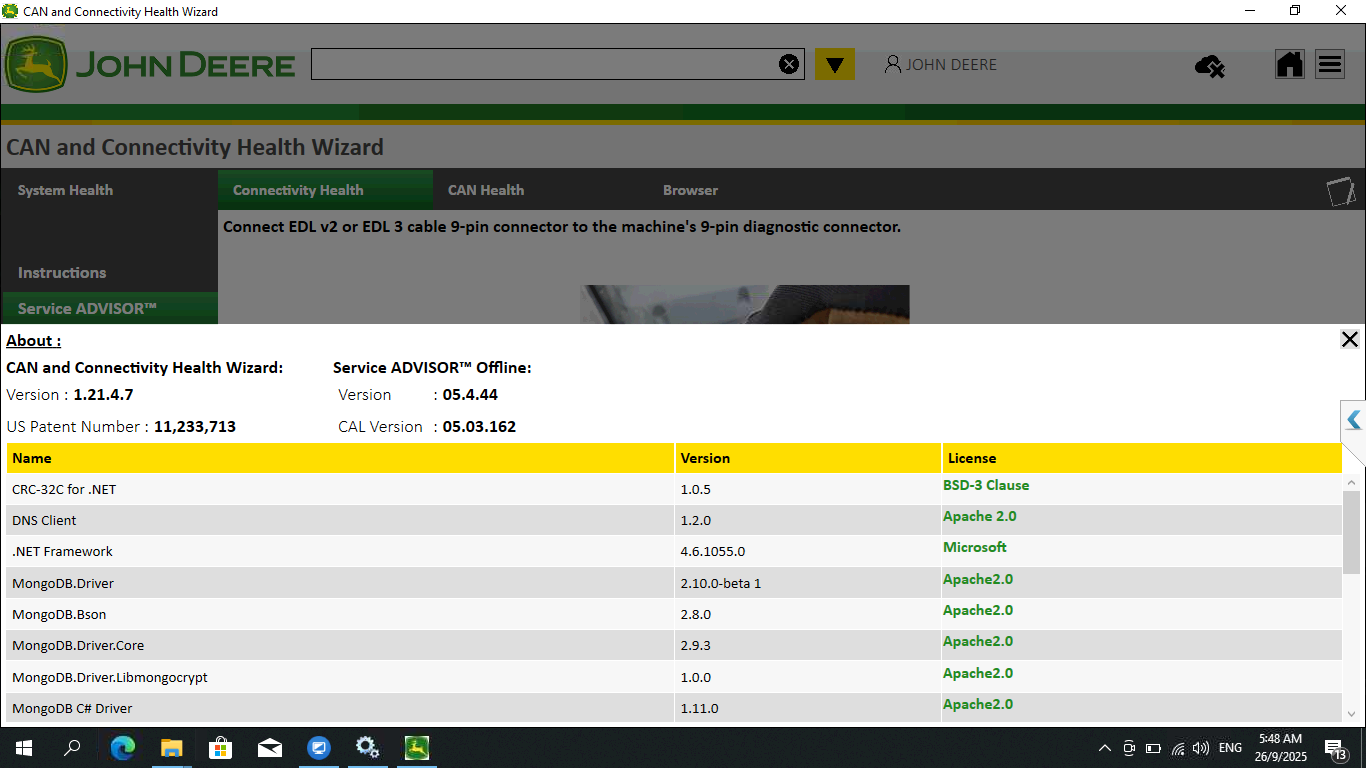 John Deere CAN and Connectivity Health Wizard 1.22.3.1 