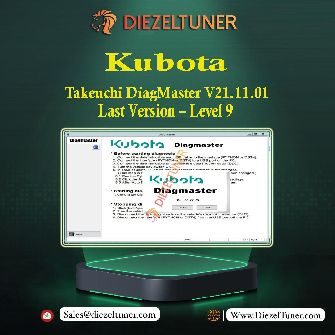 Kubota / Takeuchi DiagMaster V21.11.01 – Level 9 Diagnostic Software