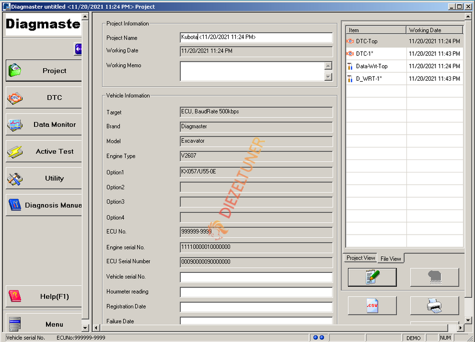 Kubota / Takeuchi DiagMaster V21.11.01 – Level 9 Diagnostic Software