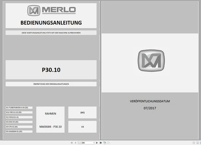MERLO Machine Telehandlers PDF De_German Service Part Manual, Hydraulic & Electrical Diagram DVD 