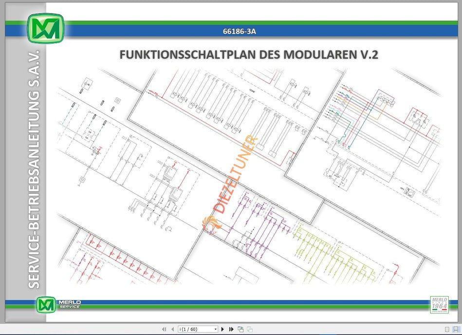 MERLO Machine Telehandlers PDF De_German Service Part Manual, Hydraulic & Electrical Diagram DVD 