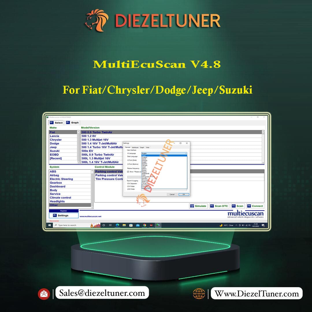 MultiEcuScan V4.8 For Fiat/Chrysler/Dodge/Jeep/Suzuki + Activation + Install Video - Diezeltuner Shop 